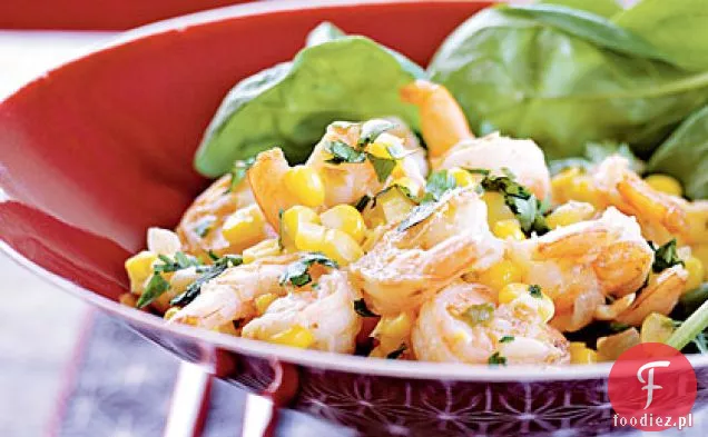 Skwierczące krewetki z kukurydzianym smakiem