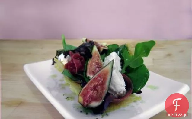 Sałatka z figami, Prosciutto i kozim serem z cytrusowym winegretem