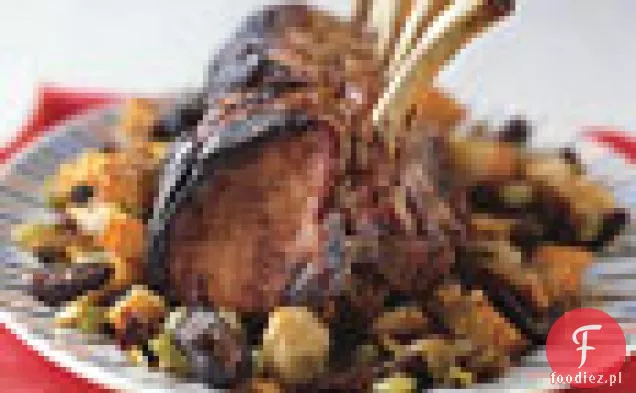 Żeberka wieprzowe pieczone z farszem figowym i pistacjowym