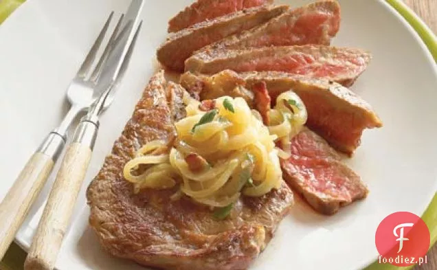 Rib-eyes with Beer - ONION Relish