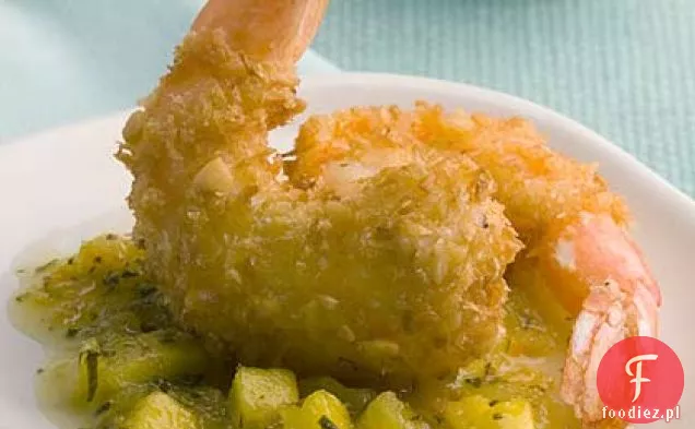 Kokos Macadamia Krewetki Z Ciepłą Tropikalną Salsą