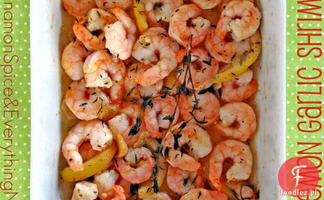 Pieczona Cytryna Czosnek Zioło Krewetki