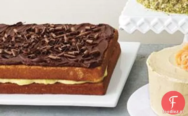 Żółty Tort Z Nadzieniem Krem Ciasto I Czekoladowy Ganache Fro