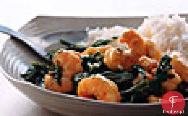 Pikantne krewetki Wok z ryżem kokosowym