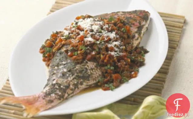 Red Snapper Cancato Style with chorizo-Tomato Salsa