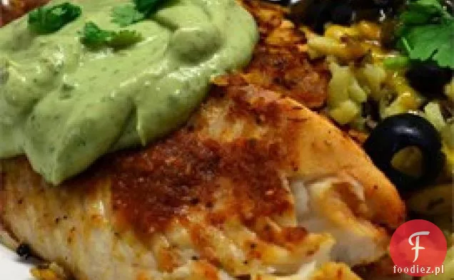 Chrupiąca Chipotle Limonka Tilapia z chłodnym sosem awokado