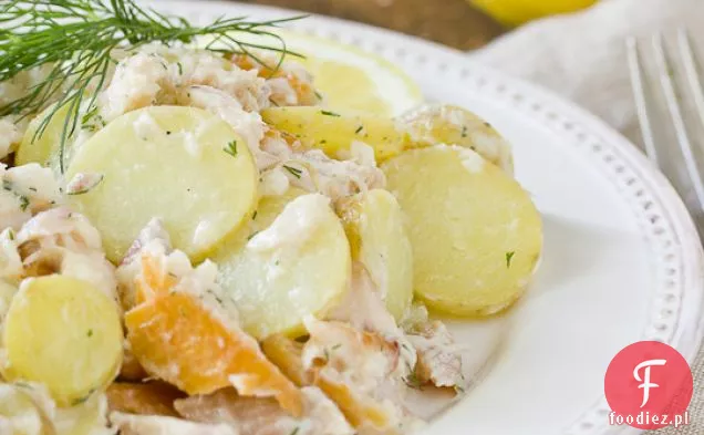 Sałatka Z Wędzonego Pstrąga I Ziemniaków Z Maślanką Vinaigrette