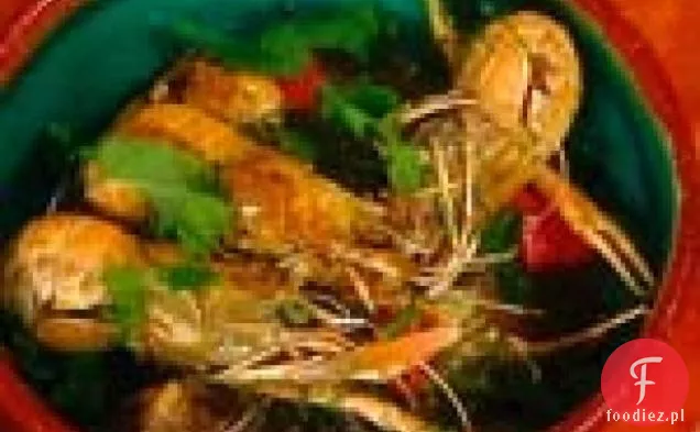 Krewetki z czosnkiem, Chiles i miętą: Scampi con Aglio, Peperoni e Nepitella