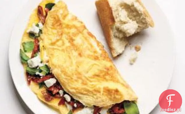 Szpinak, feta i suszone pomidory omlet przepis
