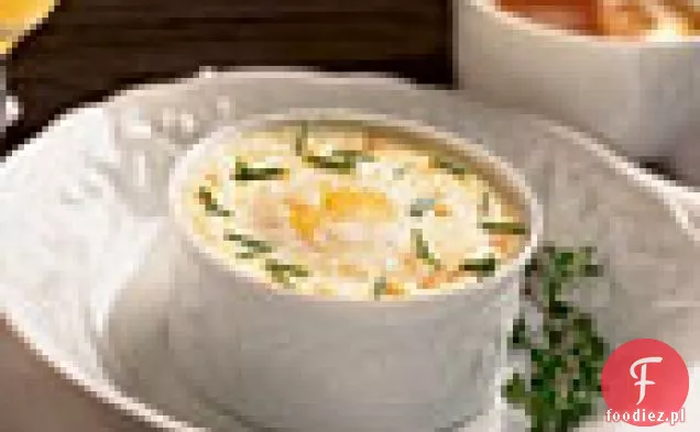 Indywidualne Pieczone jajka z puree ziemniaczanym i ziołami