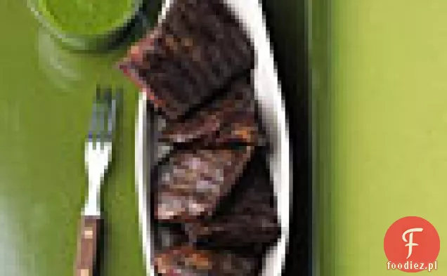 Stek w spódnicy z sosem Kolendrowo-czosnkowym