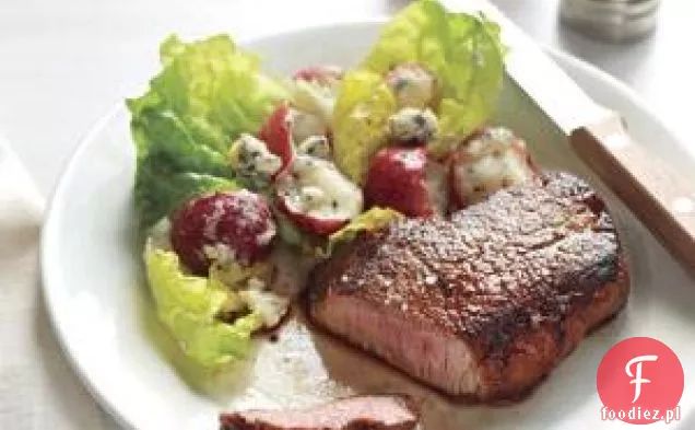 Stek Z Ziemniakami I Serem Niebieskim Sałatka Przepis