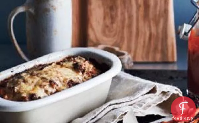 Boczek-gruyère Meat Loaf z pieczoną marchewką i cebulą przepis