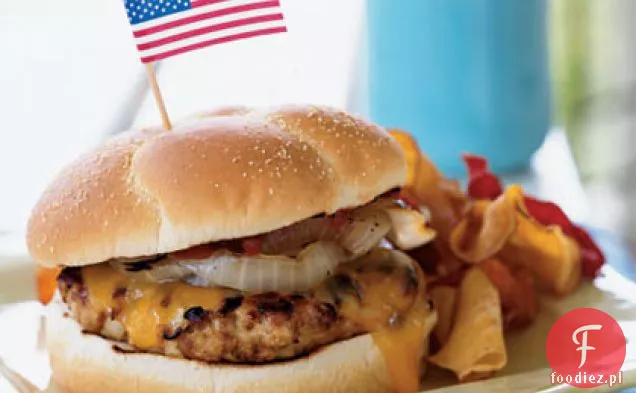 Południowo-zachodnia Turcja-hamburgery Cheddar z grillowaną cebulą
