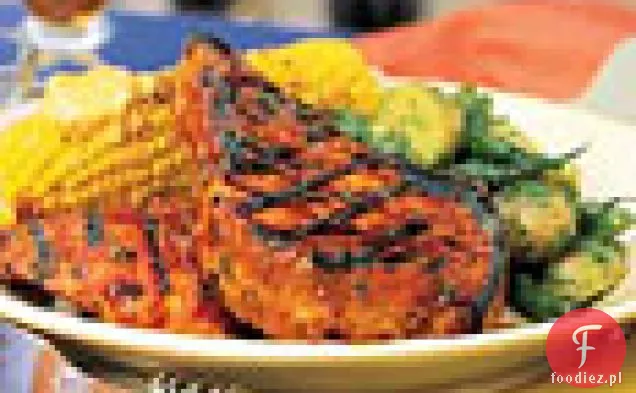 Grillowany kurczak i wieprzowina z polewą pomarańczowo-Kminkową