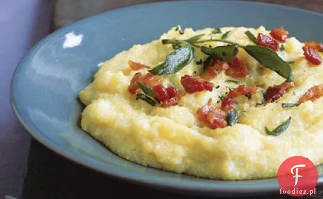 Polenta z pancettą i szałwią