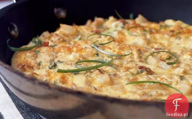 Frittata z wędzonym serem i boczkiem kanadyjskim