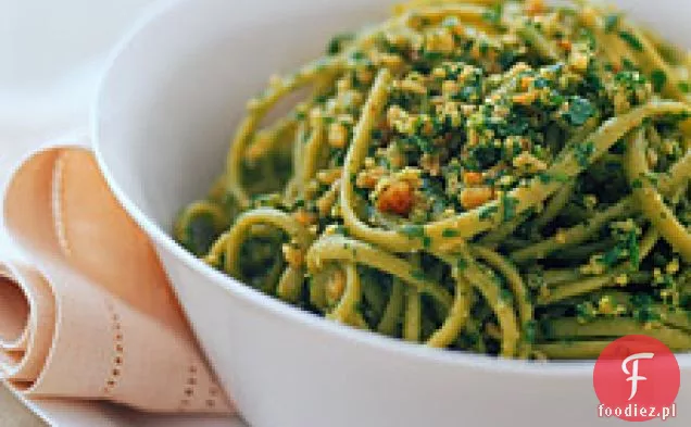 Szpinak Linguine z pesto Orzechowo-rukolowym