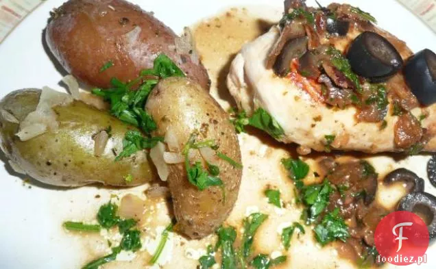 Kurczak z czosnkiem i oliwkami