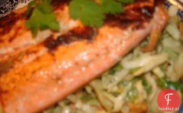 Thai Salmon on Asian Slaw