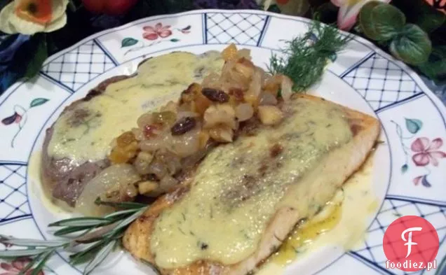 Surf i Turf z sosem koperkowym i Chutney Onionberry