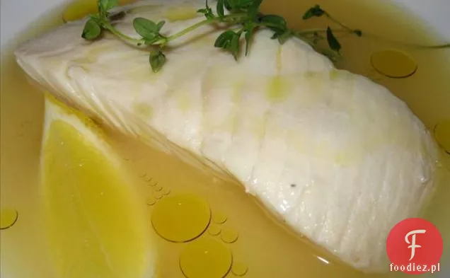 Gotowany Halibut w cytrynowym bulionie tymiankowym