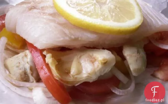 Grillowany Halibut z papryką i karczochami