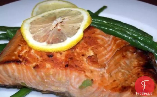 Miód imbir Grillowany łosoś, miecznik lub Mahi Mahi