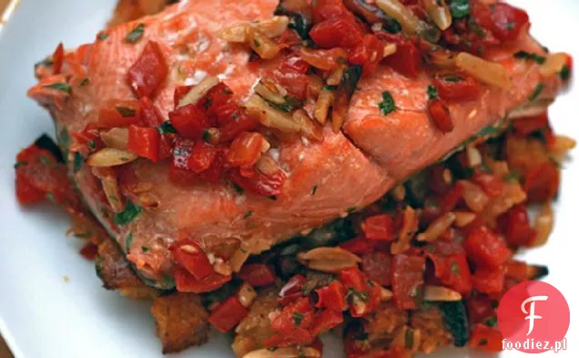 Łosoś z Dekonstruowanym sosem Romesco