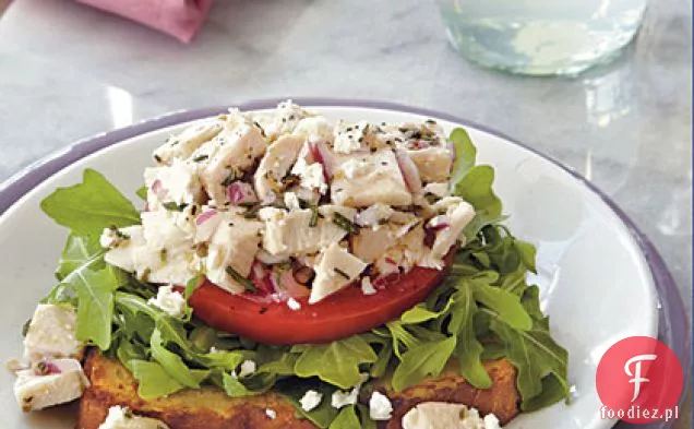 Sałatka Z Rukolą Z Kurczakiem Kanapki Z Otwartą Twarzą