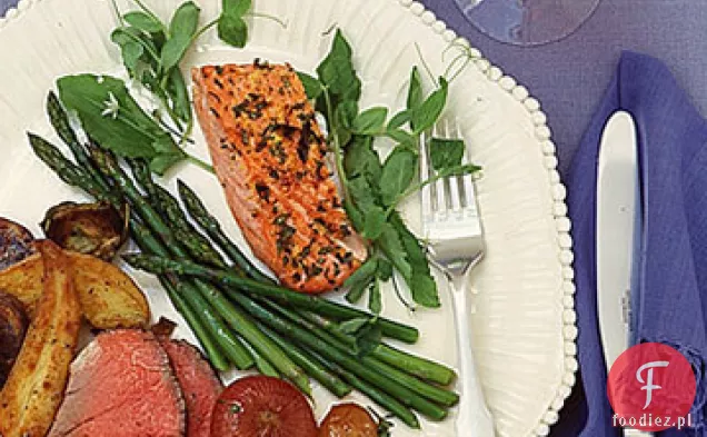 Pieczony łosoś ze szczawiem i cytryną