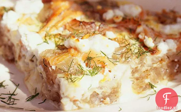 Wędzonego łososia, koziego sera i Fresh-Dill Frittata