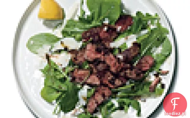 Stek z masłem Parmezanowym, glazurą balsamiczną i rukolą