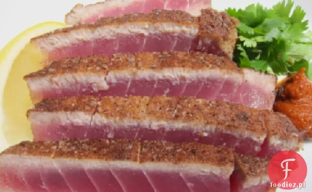Francuski w mgnieniu oka: marokański przyprawiony pieczony Rzadki tuńczyk