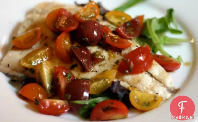 Kolacja: Grillowana Sałatka z białej ryby z pomidorami i estragonem Vinaigrette