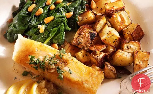 Smażony Okoń Morski Z Sosem Czosnkowym