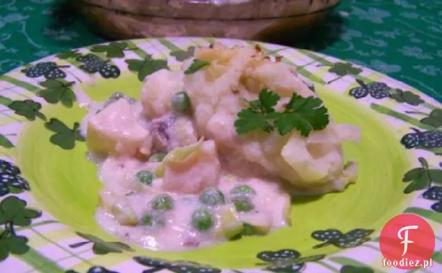 Przegrzebki, Pieczarki, Placek Grochowy Z Polewą Colcannon