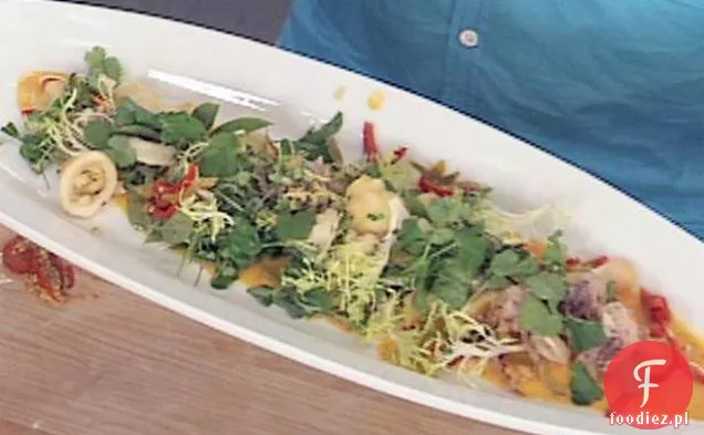 Chrupiąca Sałatka z kałamarnicy i pękniętej konchy z pomarańczowym Chipotle Vinaigrette
