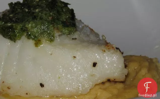 Domestic Diva ' s Pan Seared Sea Bass With estragon Pesto & Chick