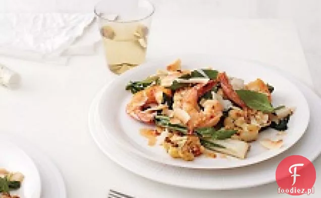 Pikantny kalafior, Bok Choy i krewetki Stir-fry z kokosem