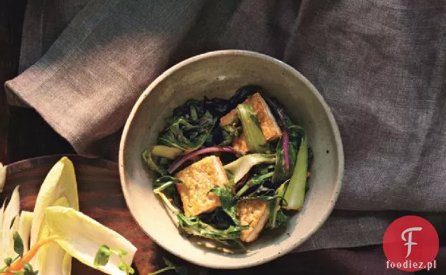 Smażony Bok Choy i Mizuna z Tofu