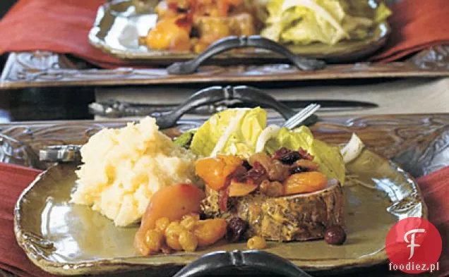 Rosemary - Dijon pieczona wieprzowina z kompot z owoców jesiennych